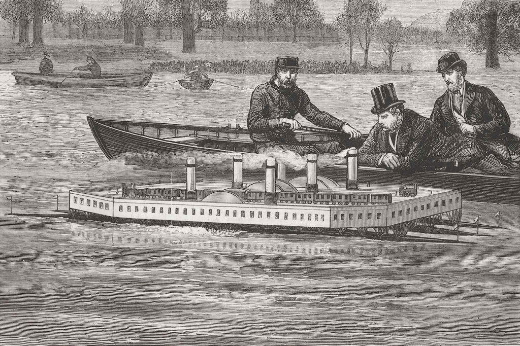 LONDON. Trial of New Steam Channel Ferry, Serpentine 1876 old antique print